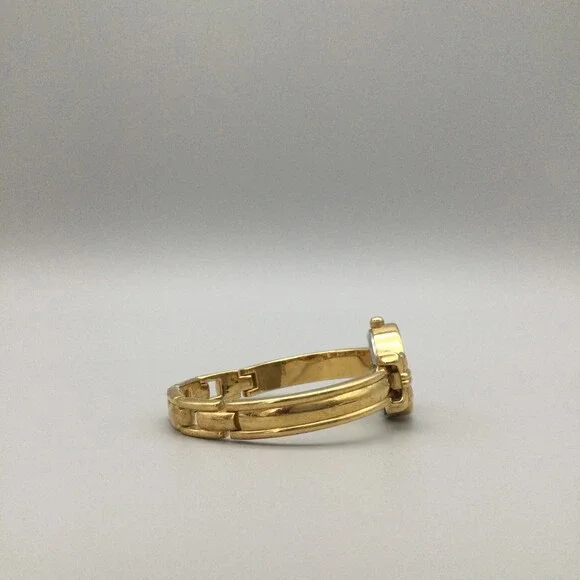 Vtg Avon Gold Tone Watch Women 22mm Bow Accents Pink Stones New Battery 6.25" - Picture 8 of 12